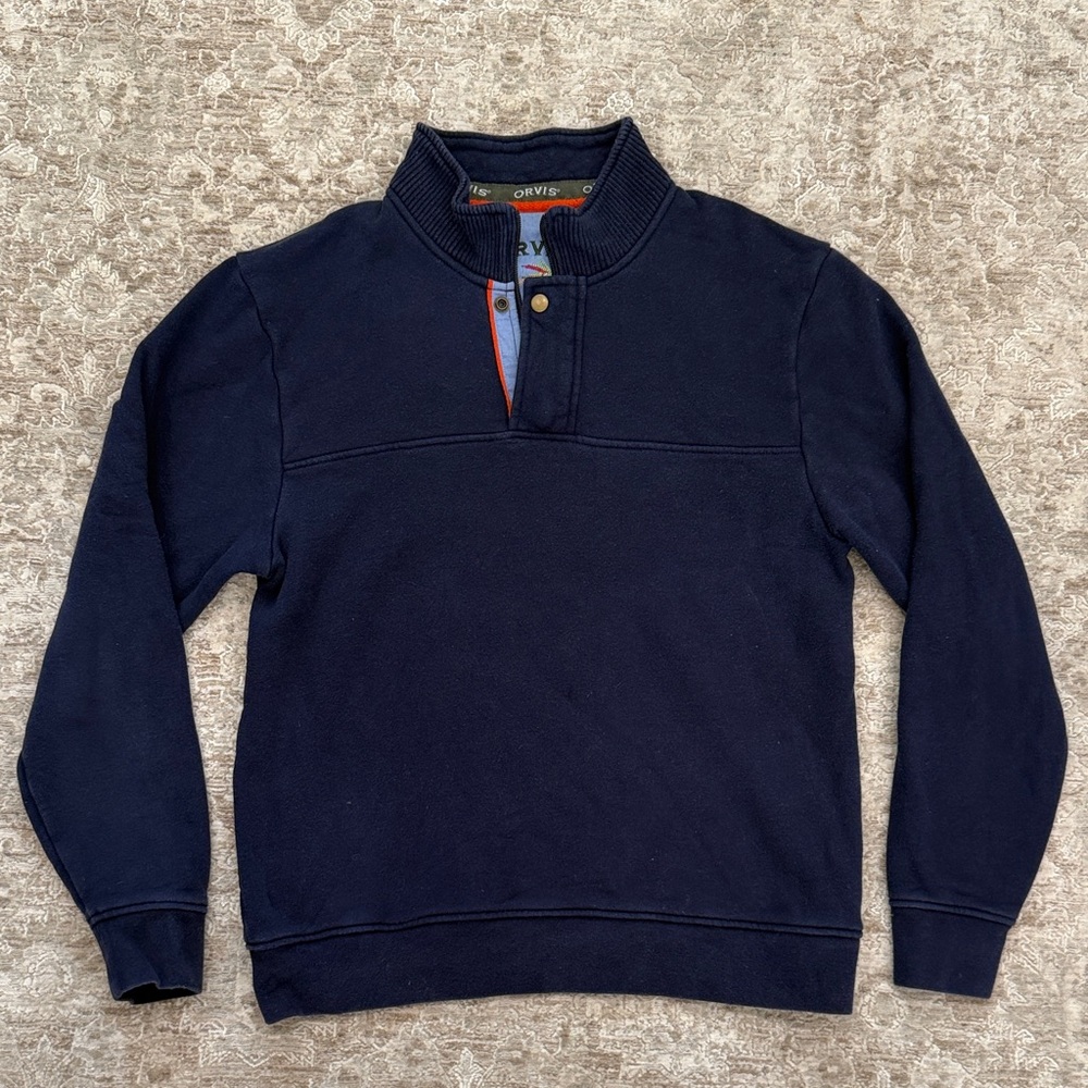 Orvis Men's Navy Zip-Style Mock Neck Sweater